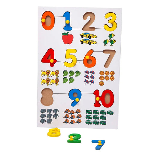 Wooden Peg Shape and Numbers Puzzle Combo