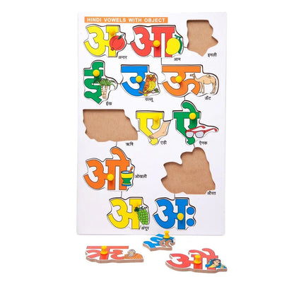 Wooden Peg Hindi Vowels & Alphabet Puzzle Combo