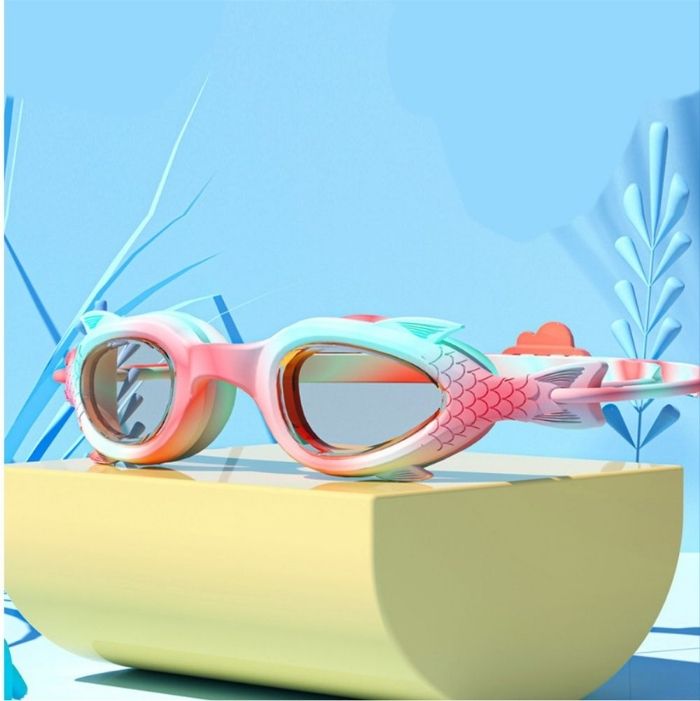 Pink & Mint Fishtail Designed Frame, Anti-Fog UV Protection Leakproof Design Swim Goggles for Kids, 3 years - 8 years