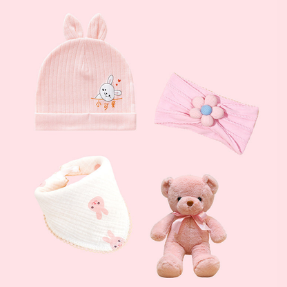 18 pcs Baby Pink Teddy Birthday Gift Hamper set for Baby Girl with travelling Suitcase,