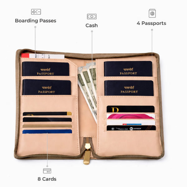Family Travel Organizer- For 4 Passports