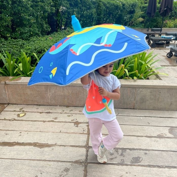 Splashing Dino theme, Canopy Shape Umbrella for Kids, 2-6Years.