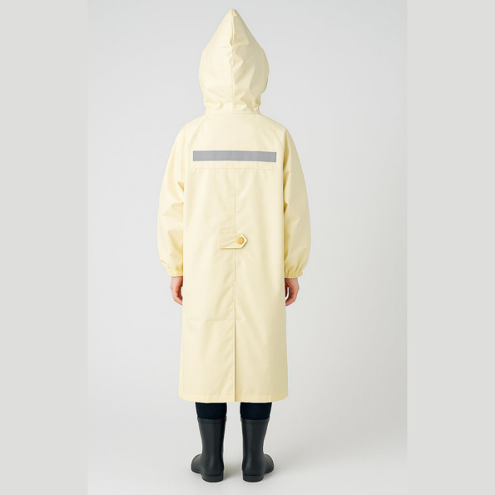Cream Animal Print Knee Length Raincoat for Kids & Teens