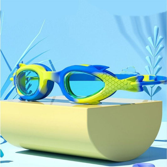 Yellow & Blue Fishtail Designed Frame, Anti-Fog UV Protection Leakproof Design Swim Goggles for Kids, 3 years - 8 years