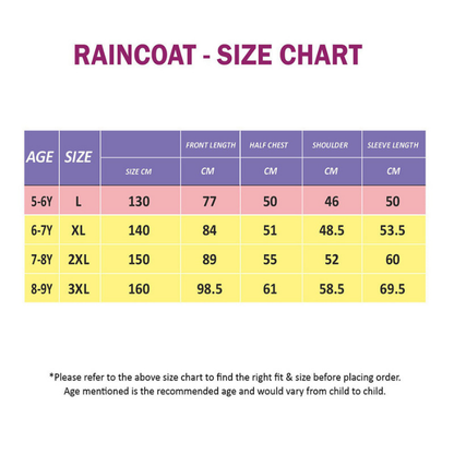 Cream Animal Print Knee Length Raincoat for Kids & Teens