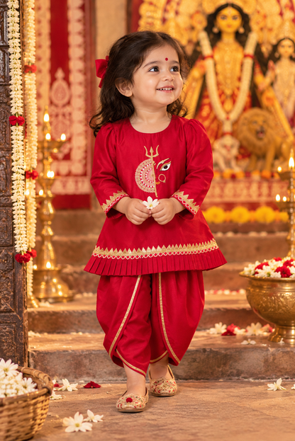 Durga Shakti Kurta Dhoti Set for Girls