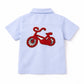 Cotton Co-ord Set with Bicycle Patch | Light Blue Shirt & Shorts Summer Outfit for kids