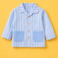 Cotton Striped Night Suit with Front Pockets - Blue