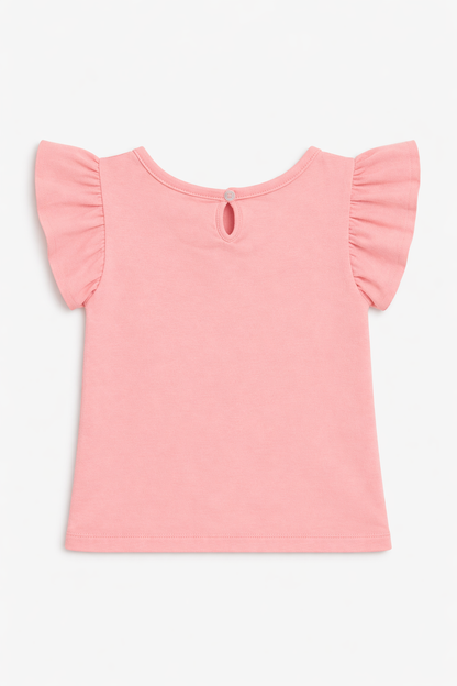 Bloom Frill Sleeve Stretch Top for Girls (Pink)