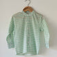 Barefoot boy shirt in sage green rhombus