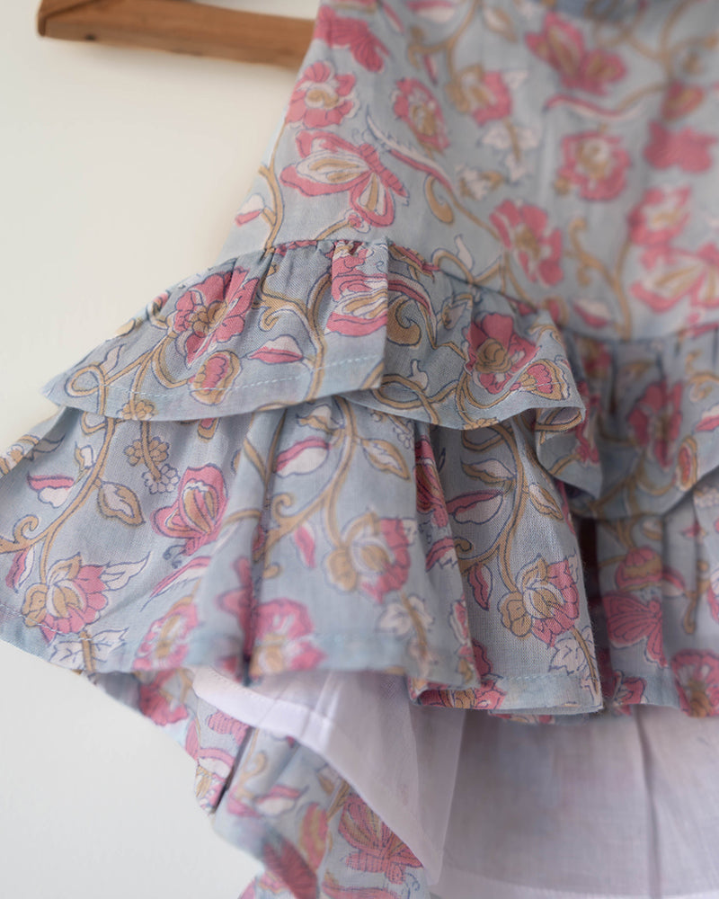 Flutter sky blue butterfly halter top skirt co-ord