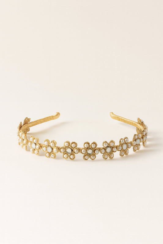Choko Pearl Floral Embellished Hairband for Girls Elegant Wedding and Party Wear