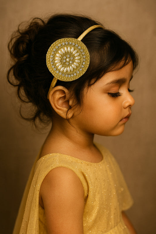 Choko Pearl Stone Motif Hairband for Girls Traditional Festive Ethnic Wear Style
