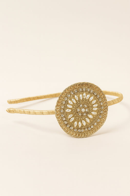 Choko Pearl Stone Motif Hairband for Girls Traditional Festive Ethnic Wear Style
