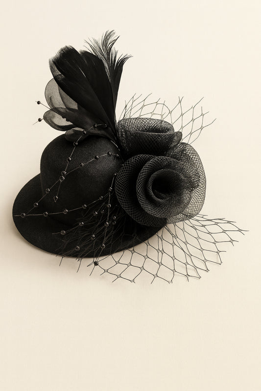 Choko Floral Mesh Rose Hat Alligator Hair Clip for Girls Elegant Party Wear Style