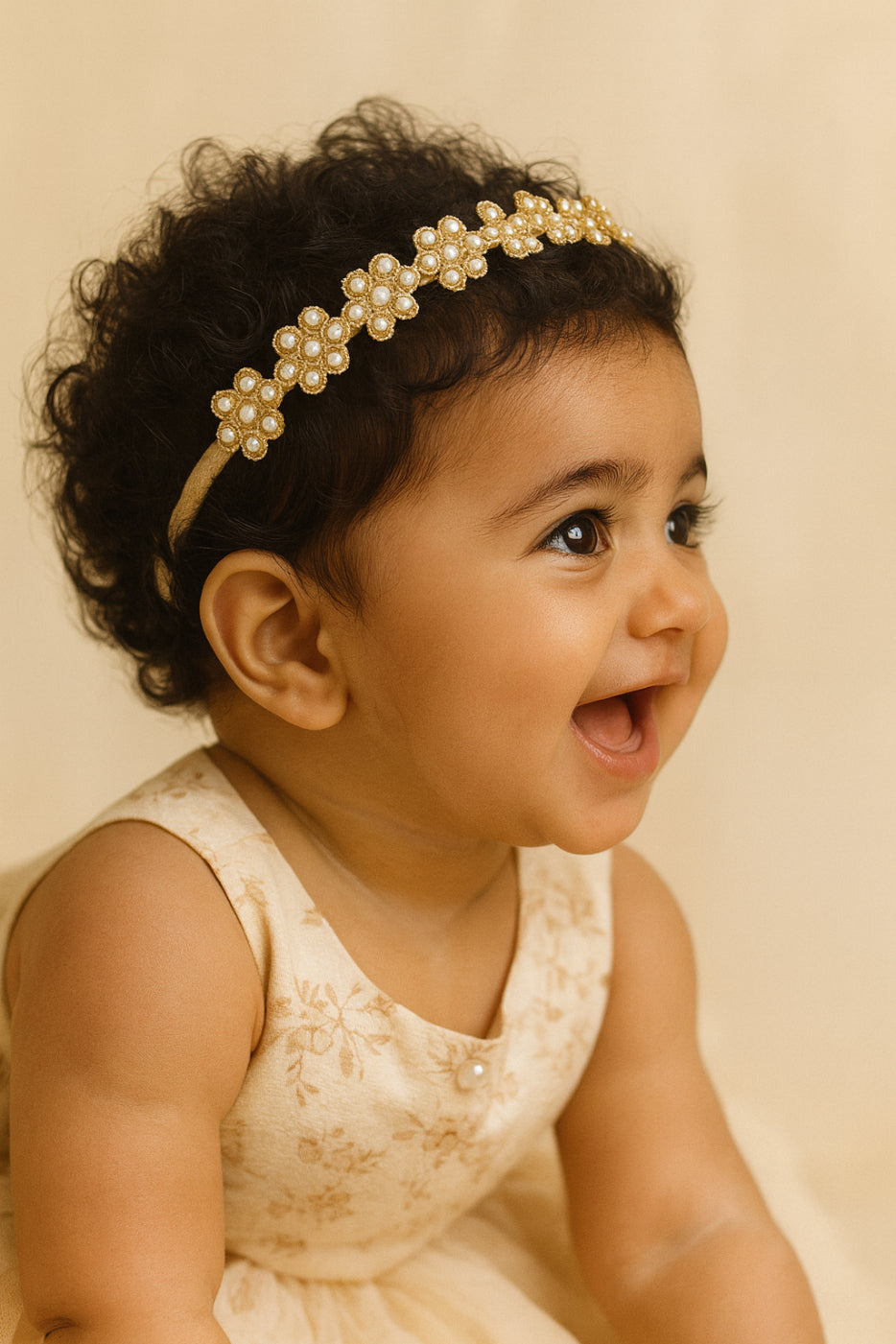 Choko Pearl Floral Headband with Matching Hair Clips Set for Girls Elegant Festive Wear