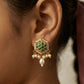 Choko Girls White Geometric Hexagon Pearl Drop Stud Earrings