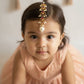 Choko Girls Red Floral Ruby Stone Pearl Drop Maang Tikka