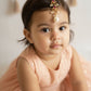 Choko Girls Red Floral Ruby Stone Pearl Drop Maang Tikka