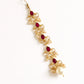 Choko Girls Red Floral Ruby Stone Pearl Drop Maang Tikka