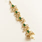 Choko Girls Green Floral Emerald Stone Pearl Drop Maang Tikka
