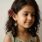 Choko Girls Ethnic Green Stone & Dangling Pearls Golden Earrings