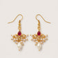 Choko Girls Red Chandelier Ruby Stone Pearl Drop Earrings