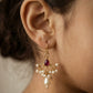 Choko Girls Red Chandelier Ruby Stone Pearl Drop Earrings