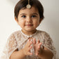 Choko Girls Set of 3 Gold Floral Circular Pearl Maang Tikka