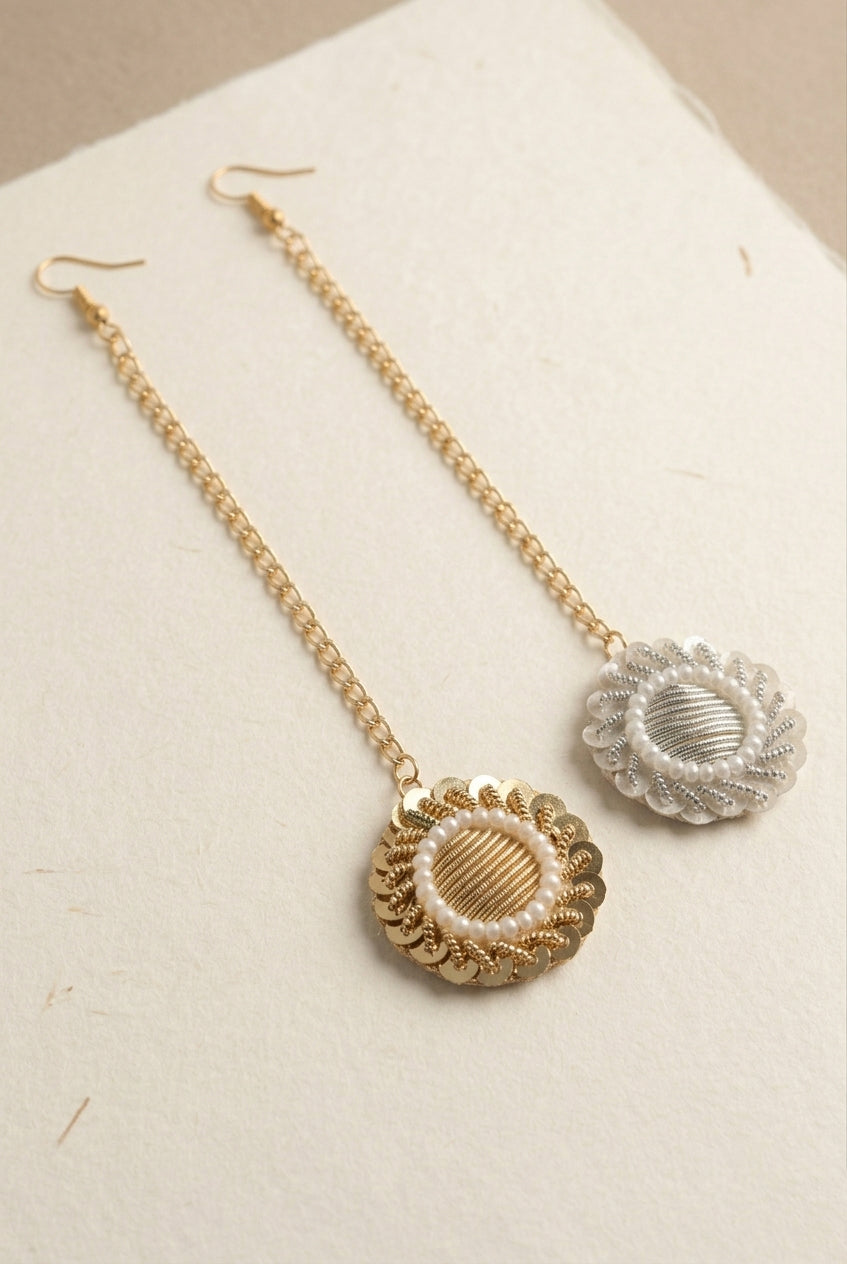 Choko Girls Set of 2 Gold & Silver Gota Patti Pearl Border Maang Tikka