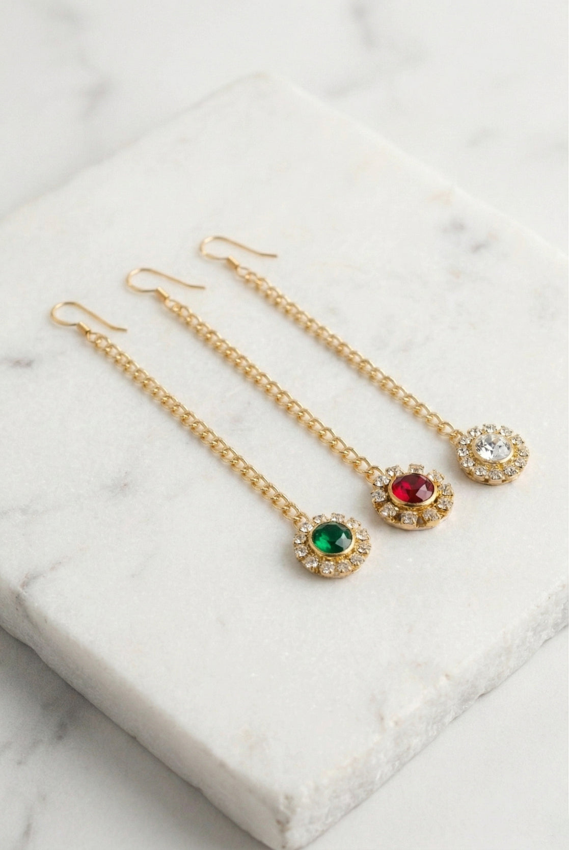 Choko Girls Set of 3 Multicolor Round Stone Maang Tikka