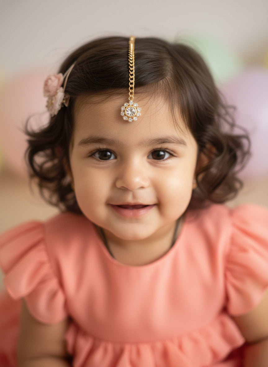 Choko Girls Set of 3 Multicolor Round Stone Maang Tikka