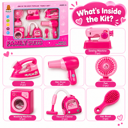 iLearnNGrow Family Suits Battery Operated Household Appliances Play Set – Light & Sound Toy