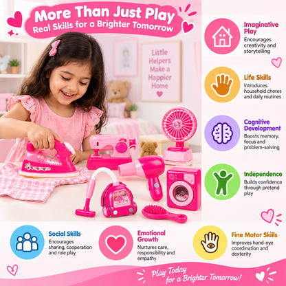 iLearnNGrow Family Suits Battery Operated Household Appliances Play Set – Light & Sound Toy