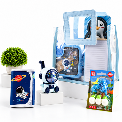 iLearnNGrow Space Gift Hamper for Kids - Blue School Bag Set