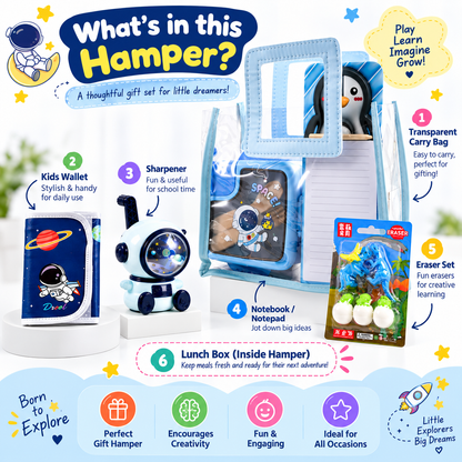 iLearnNGrow Space Gift Hamper for Kids - Blue School Bag Set