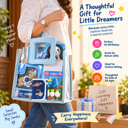iLearnNGrow Space Gift Hamper for Kids - Blue School Bag Set