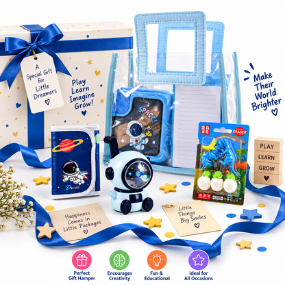 iLearnNGrow Space Gift Hamper for Kids - Blue School Bag Set
