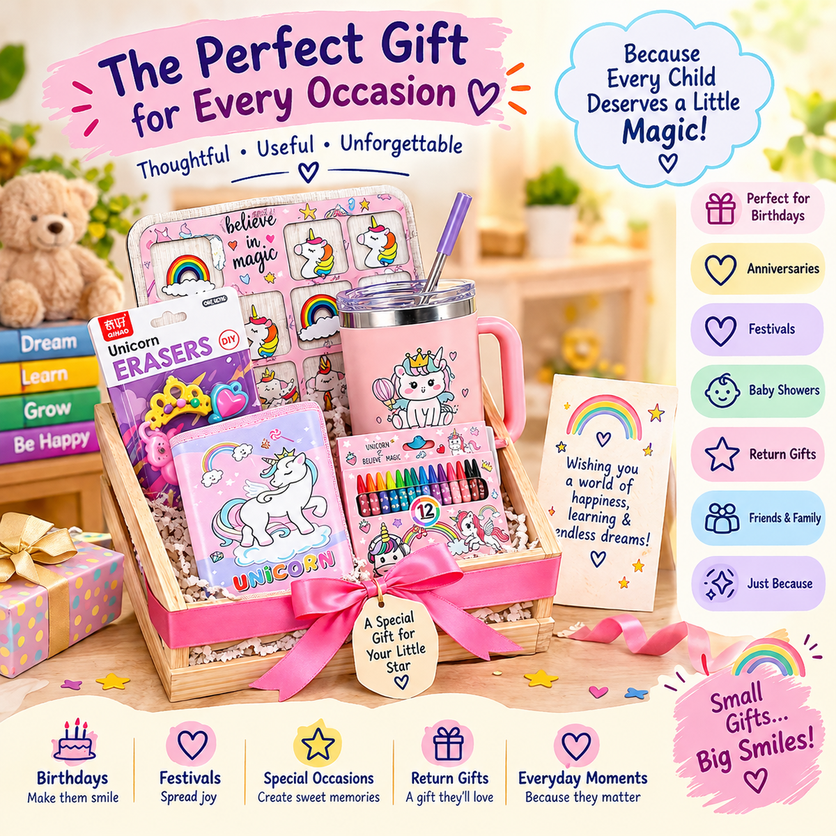 iLearnNGrow Unicorn Wooden Hamper