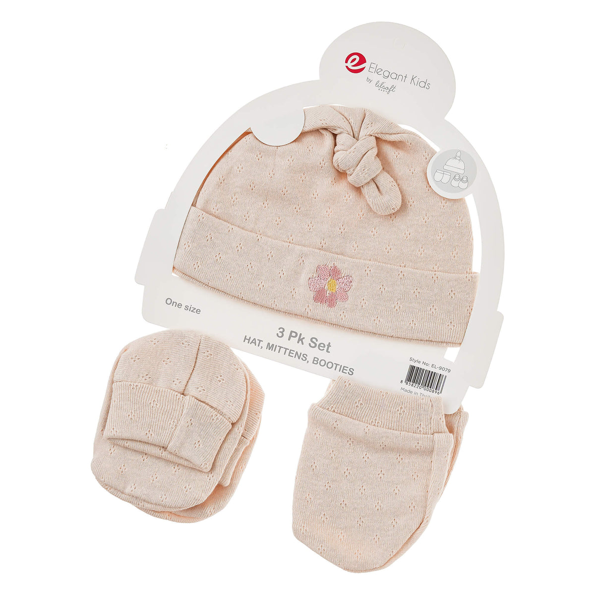 3 Pack Knotted Hat, Bootie & Mitten Set