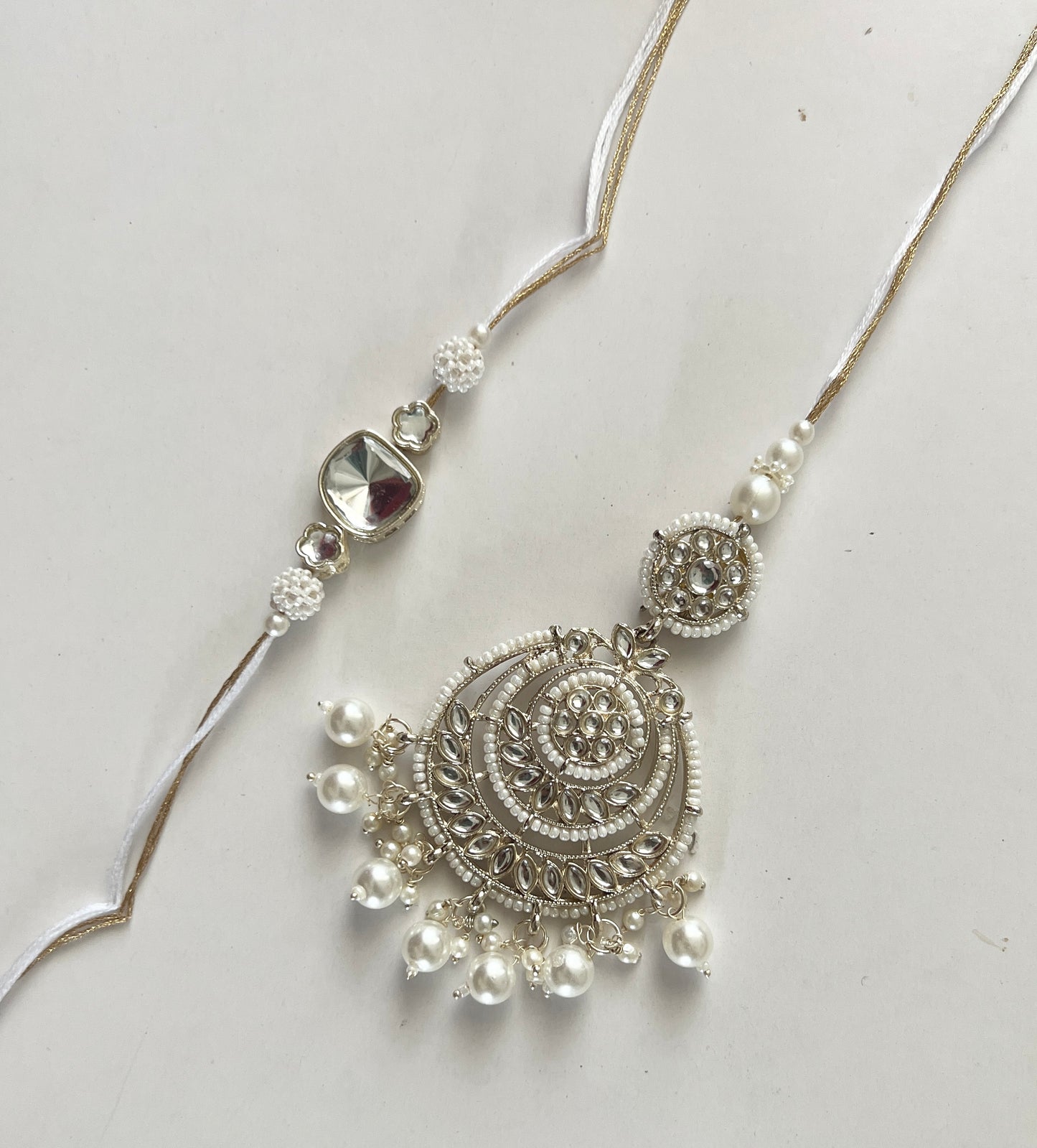 Chandni Kundan Rakhi and Lumba Set