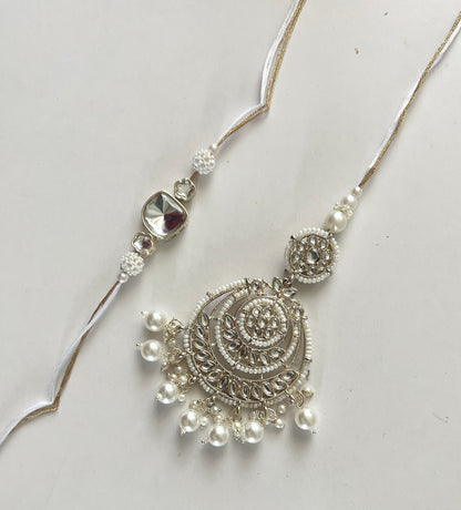 Chandni Kundan Rakhi and Lumba Set