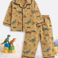 Boys Cotton Dinosaur Print Nightsuit Set (Shirt & Pajama) – Brown