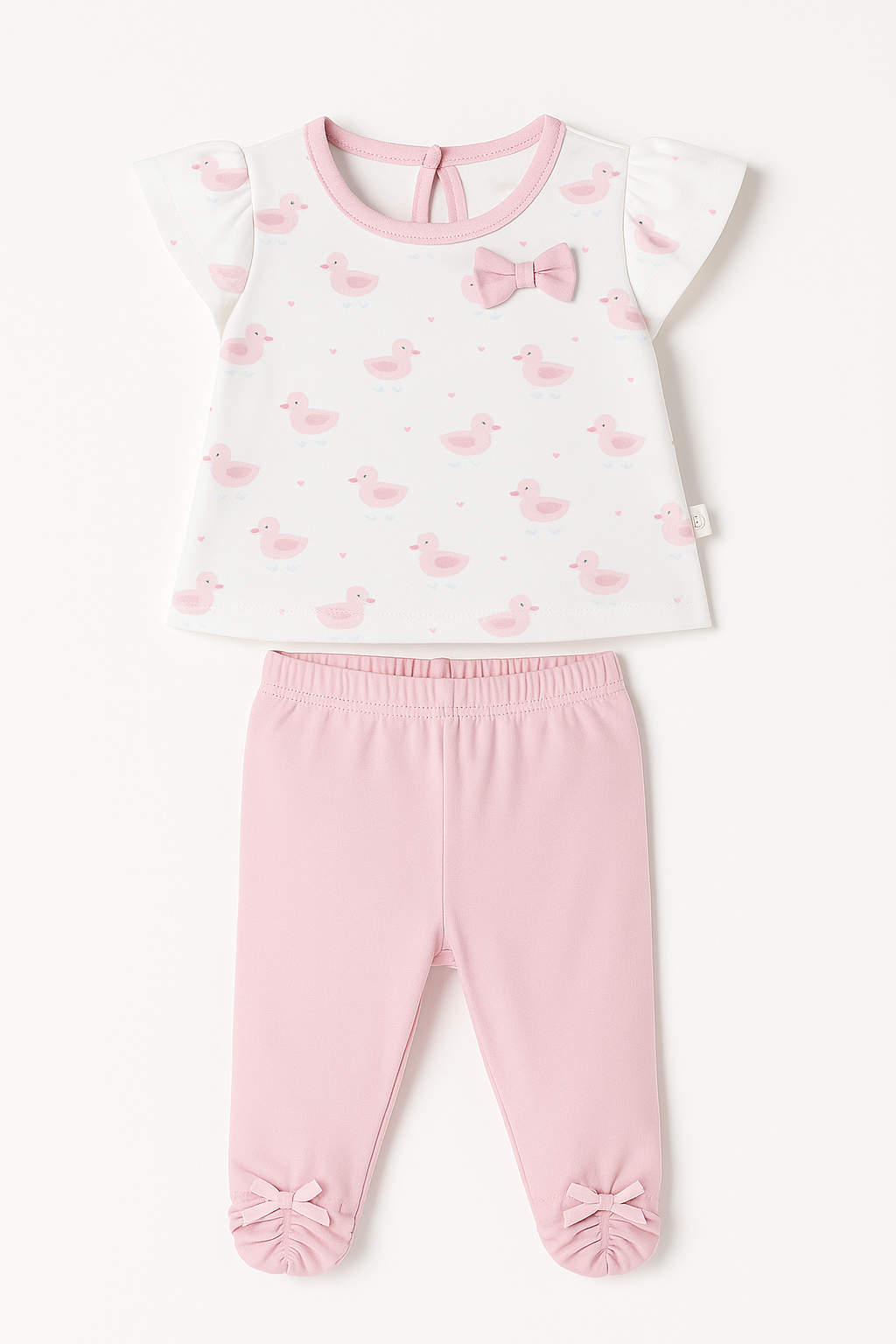 Kozeecub Pink Duckling Ruffle Footed Sleepsuit