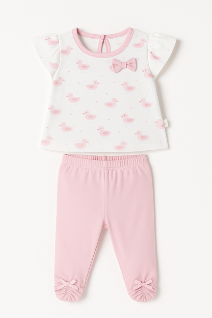 Kozeecub Pink Duckling Ruffle Footed Sleepsuit