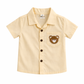 Cotton Co-ord Set with Teddy Patch Pocket | Butter Yellow Shirt & Shorts Beige for kids