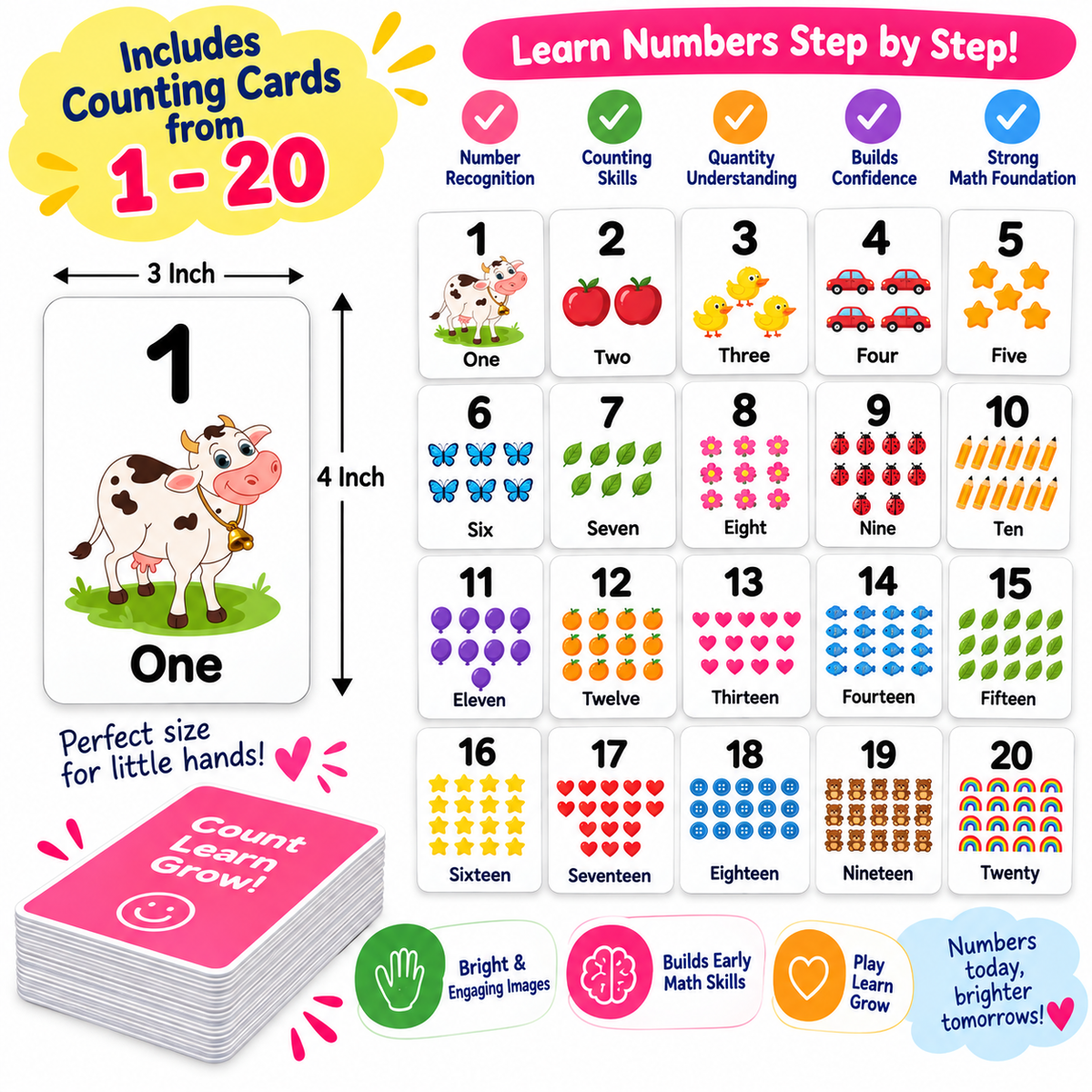 iLearnNGrow Baby’s First Numbers Flash Cards – Numeracy Flashcard Set for Kids