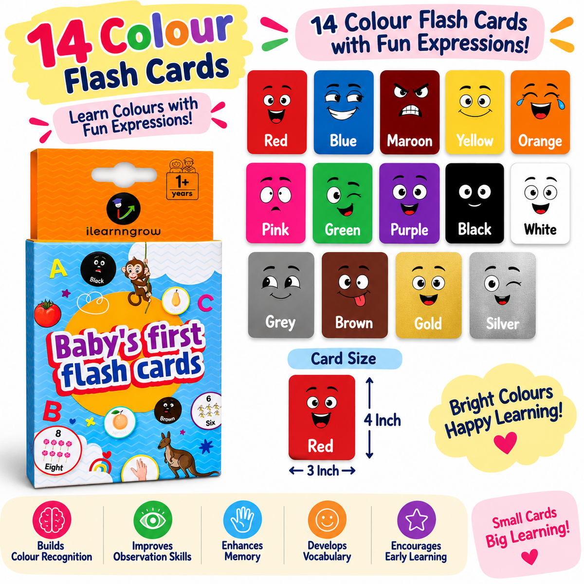 iLearnNGrow Baby’s First Colors Flash Cards – Kids Color Learning Set