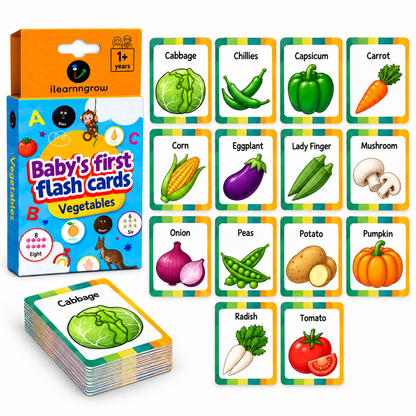 iLearnNGrow Baby’s First Vegetables Flash Cards – 28 Pc Educational Veggie Flash Card Set for Kids