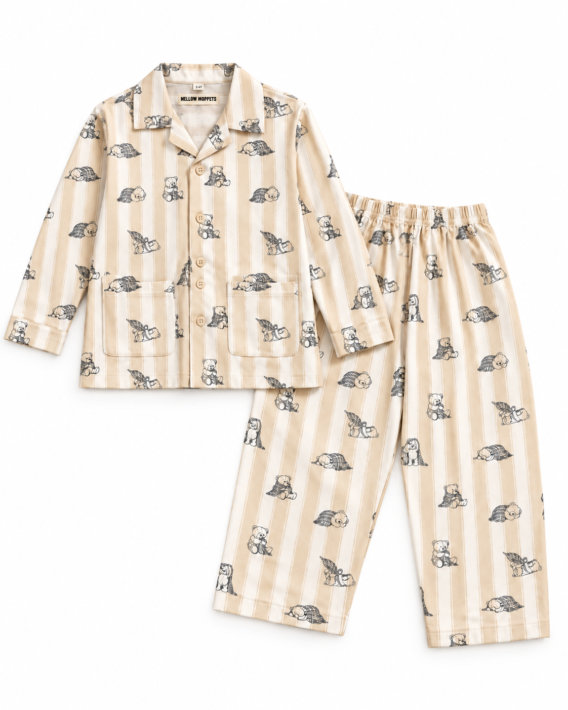 Bear Hugs & Snoozes Kids Cotton Night Suit